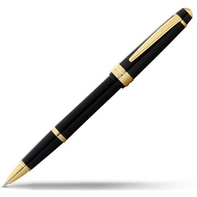 Cross Bailey Light Rollerball (linjebredd F, skrivfärg: svart, inkl. presentförpackning) svart lack med guldfärgade beslag Cross Bailey Light Rollerball (linjebredd F, skrivfärg: svart, inkl. presentförpackning) svart lack med guldfärgade beslag