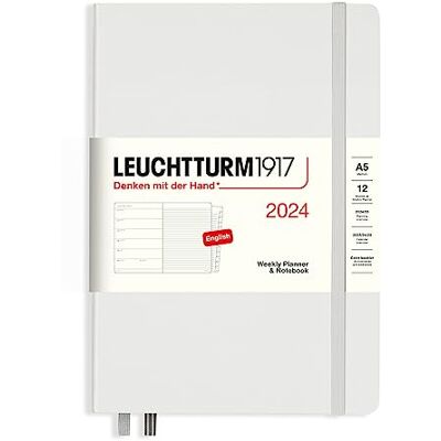 LEUCHTTURM1917 367701 Veckokalender och anteckningsbok medium (A5) 2024, 12 månader, ljusgrå LEUCHTTURM1917 367701 Veckokalender och anteckningsbok medium (A5) 2024, 12 månader, ljusgrå