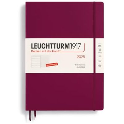 LEUCHTTURM1917 370476 veckokalender och anteckningsbok Master (A4+) 2025, Port Red, tyska LEUCHTTURM1917 370476 veckokalender och anteckningsbok Master (A4+) 2025, Port Red, tyska