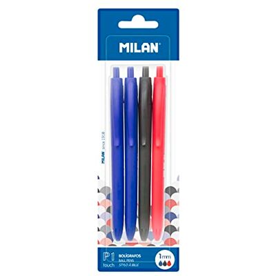 MILAN 4 dlugopisy P1 TOUCH 2 niebieskie, 1 czarny, 1 czerwony na blistrze MILAN 4 dlugopisy P1 TOUCH 2 niebieskie, 1 czarny, 1 czerwony na blistrze