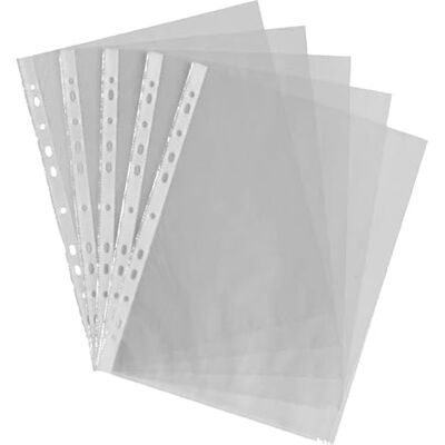 G4GADGET 50 st A4 plaststansade stansfickor 30 mikron för mappar arkivering plånböcker omslag G4GADGET 50 st A4 plaststansade stansfickor 30 mikron för mappar arkivering plånböcker omslag