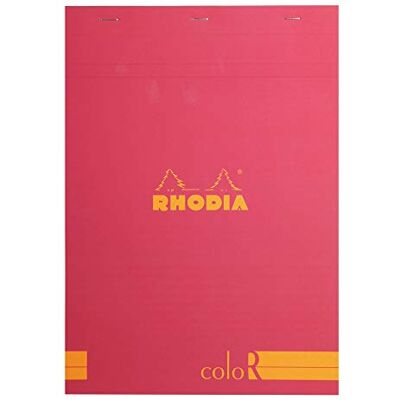 Rhodia 18972C anteckningsblock elfenben, linjerat, 90 g, DIN A4 210 x 297 mm, 70 ark, mikroperforerad, hallon Rhodia 18972C anteckningsblock elfenben, linjerat, 90 g, DIN A4 210 x 297 mm, 70 ark, mikroperforerad, hallon