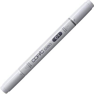 Copic Ciao märkpenna typ C – 1, cool grå nr. 1, mångsidig layoutmarkör, med en medelbred och en penselspets Copic Ciao märkpenna typ C – 1, cool grå nr. 1, mångsidig layoutmarkör, med en medelbred och en penselspets