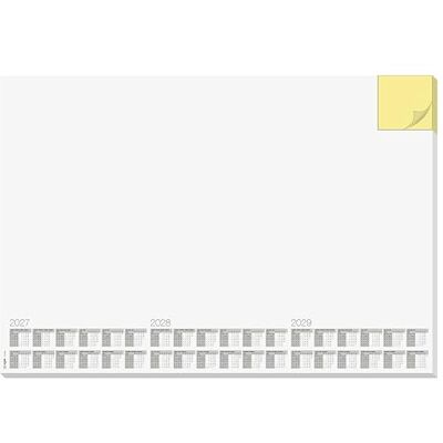 Sigel H7490 pappersskrivbordsunderlägg med självhäftande anteckningsblock DIN A2, kalender 2027–2029, 30 ark, vit/gul, skrivunderlägg att riva av hållbart papper Sigel H7490 pappersskrivbordsunderlägg med självhäftande anteckningsblock DIN A2, kalender 2027–2029, 30 ark, vit/gul, skrivunderlägg att riva av hållbart papper