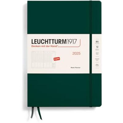 LEUCHTTURM1917 370692 veckoplanerare 2025, sammansättning B5 inbunden – 12-månaders kalender, linjerad – Skog grön, engelsk LEUCHTTURM1917 370692 veckoplanerare 2025, sammansättning B5 inbunden – 12-månaders kalender, linjerad – Skog grön, engelsk