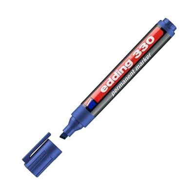 edding 330 permanent markör – blå – 10 pennor – mejselspets 1–5 mm – vattentät, snabbtorkande, smutssäkra pennor – för kartong, plast, glas, trä, metall och tyg edding 330 permanent markör – blå – 10 pennor – mejselspets 1–5 mm – vattentät, snabbtorkande, smutssäkra pennor – för kartong, plast, glas, trä, metall och tyg