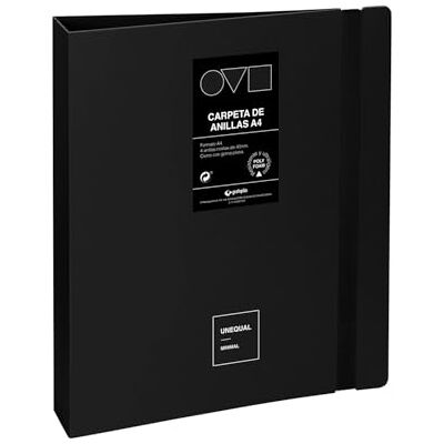 Grafoplás Grafoplas A4-ringpärm 4 D-ringar 40 mm Minimal Onequal Svart 360 bländare Robust och ultralätt Polyfoam Återvinningsbar Perfekt för skol- och kontorsdokument Grafoplás Grafoplas A4-ringpärm 4 D-ringar 40 mm Minimal Onequal Svart 360 bländare Robust och ultralätt Polyfoam Återvinningsbar Perfekt för skol- och kontorsdokument
