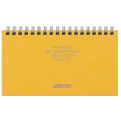 ADDITIO Månadsvy skrivbordsplanerare Kompakt månadsplanerare 21 x 10 cm, 48 sidor med kalender och anteckningar, dubbla spiraler, 100 g munken-papper, skrivbordsorganisatör, ockra, katalanska ADDITIO Månadsvy skrivbordsplanerare Kompakt månadsplanerare 21 x 10 cm, 48 sidor med kalender och anteckningar, dubbla spiraler, 100 g munken-papper, skrivbordsorganisatör, ockra, katalanska
