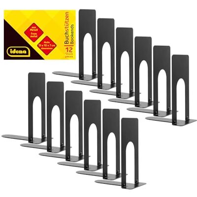 Idena 11110 Bokstöd i Svart Metall, 12 Stycken, 13 x 10 x 7 cm, för Bokhyllor Idena 11110 Bokstöd i Svart Metall, 12 Stycken, 13 x 10 x 7 cm, för Bokhyllor