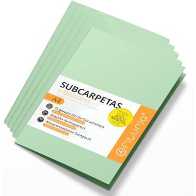 OFITURIA Undermappar A4-kartong, Arkivmappar 180 gr, Dokumentsorterare, Pack med 50 undermappar Office Colored Arkiving och Sortering Offituria (grön) OFITURIA Undermappar A4-kartong, Arkivmappar 180 gr, Dokumentsorterare, Pack med 50 undermappar Office Colored Arkiving och Sortering Offituria (grön)