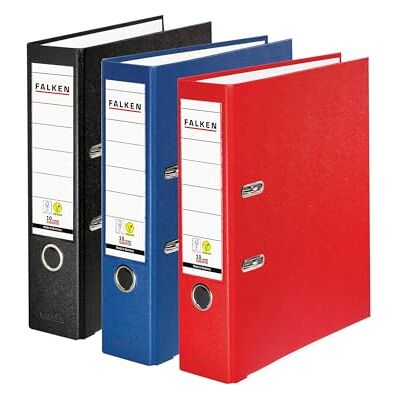 FALKEN Original Pack med 3 färgmappar i polypropen, tillverkad i Tyskland, 8 cm bred, DIN A4, blandade färger, vegansk plastmapp, ringpärmar, brevmapp, kontorsmapp, plastmapp FALKEN Original Pack med 3 färgmappar i polypropen, tillverkad i Tyskland, 8 cm bred, DIN A4, blandade färger, vegansk plastmapp, ringpärmar, brevmapp, kontorsmapp, plastmapp