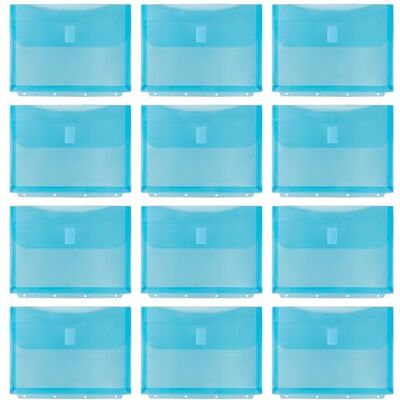 Idena 90261 – dokumentväskor A4 av plast, 12 stycken, sorteringsmappar i turkos med kardborreband och 4-håls hål, ca 31 x 23,7 cm Idena 90261 – dokumentväskor A4 av plast, 12 stycken, sorteringsmappar i turkos med kardborreband och 4-håls hål, ca 31 x 23,7 cm