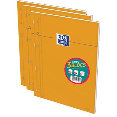 Oxford 3 stycken skrivblock orange A4+ häftade perforerade 160 sidor stora rutor Oxford 3 stycken skrivblock orange A4+ häftade perforerade 160 sidor stora rutor