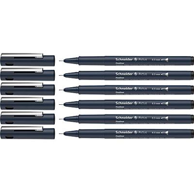 Schneider Pictus Fineliner (linjebredd 0,3 mm, dokumentäkta pigmentliner, metallmonterad spets, hölje av 85% återvunnen plast) 6-pack, svart Schneider Pictus Fineliner (linjebredd 0,3 mm, dokumentäkta pigmentliner, metallmonterad spets, hölje av 85% återvunnen plast) 6-pack, svart