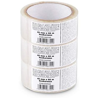 Scley Tejp PP omslagstejp 45 mm x 66 m transparent 3 stycken Scley Tejp PP omslagstejp 45 mm x 66 m transparent 3 stycken