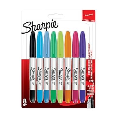 Sharpie Twin Tip permanenta märkpennor Fin och ultrafin spets Blandade färger 8 stycken Sharpie Twin Tip permanenta märkpennor Fin och ultrafin spets Blandade färger 8 stycken