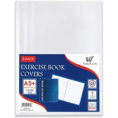 Habercrafts 9 x 7/A5+ bokomslag plast övning bokomslag klar skola anteckningsbok skydd film transparent jacka skyddsärm böcker 24 cm x 18 cm 9 x 7 tum (9 x 7 tum/A5+ storlek – paket med 24) Habercrafts 9 x 7/A5+ bokomslag plast övning bokomslag klar skola anteckningsbok skydd film transparent jacka skyddsärm böcker 24 cm x 18 cm 9 x 7 tum (9 x 7 tum/A5+ storlek – paket med 24)