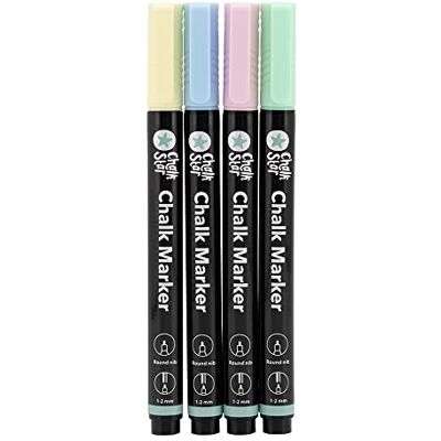 Chalk Star Paket med 4 pastellfärgade flytande bläckmarkörer för Blackboard, Chalkboard, fönster eller glas – runda 1–2 mm nibs, hög kvalitet – perfekta halvpennor för skyltar och advertismer Chalk Star Paket med 4 pastellfärgade flytande bläckmarkörer för Blackboard, Chalkboard, fönster eller glas – runda 1–2 mm nibs, hög kvalitet – perfekta halvpennor för skyltar och advertismer