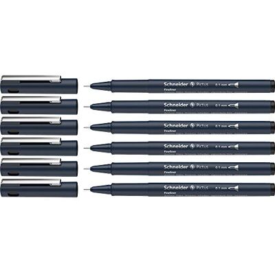 Schneider Pictus Fineliner (linjebredd 0,1 mm, dokumentäkta pigmentliner, metallmonterad spets, hölje av 85% återvunnen plast) 6-pack, svart Schneider Pictus Fineliner (linjebredd 0,1 mm, dokumentäkta pigmentliner, metallmonterad spets, hölje av 85% återvunnen plast) 6-pack, svart