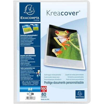 Exacompta Ref. 5788E kartong med 8 Kreacover Chromaline dokumentskydd 80 släta kristallfickor 160 vyer för A4 dim 24 x 32 cm halvstyvt polyproomslag färglöst Exacompta Ref. 5788E kartong med 8 Kreacover Chromaline dokumentskydd 80 släta kristallfickor 160 vyer för A4 dim 24 x 32 cm halvstyvt polyproomslag färglöst