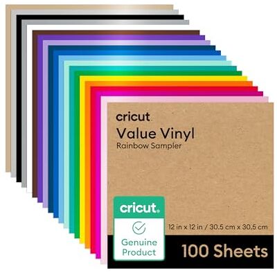 Cricut Value permanent vinyl – 30 m regnbågsprovtagare, 12 tum x 12 tum ark (100 stycken) Cricut Value permanent vinyl – 30 m regnbågsprovtagare, 12 tum x 12 tum ark (100 stycken)