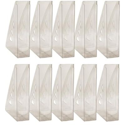 OFFICER PRODUCTS OFFICE PRODUCTS Stående samlare modern design/10 stycken/A4 – färg: Rökgrå transparent/hård plast/genombrutna/skrivbordsorganisatör för tidskrifter, okrossbar OFFICER PRODUCTS OFFICE PRODUCTS Stående samlare modern design/10 stycken/A4 – färg: Rökgrå transparent/hård plast/genombrutna/skrivbordsorganisatör för tidskrifter, okrossbar