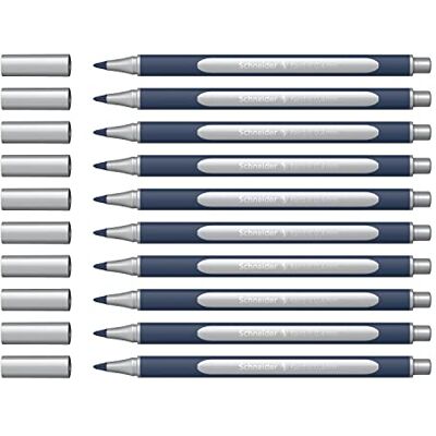 Schneider ML05001007 metalliska rollerballpennor (linjetjocklek 0,4 mm, högmetalliskt bläck, snabbtorkande, hus av 88% biobaserad plast) 10 stycken i färgen silver metallic Schneider ML05001007 metalliska rollerballpennor (linjetjocklek 0,4 mm, högmetalliskt bläck, snabbtorkande, hus av 88% biobaserad plast) 10 stycken i färgen silver metallic
