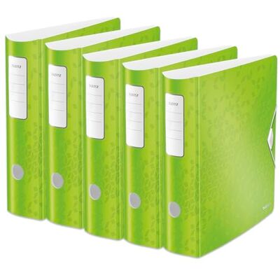 Leitz kvalitetsmapp 180° Active WOW, 5-pack, A4, bred, rundad rygg, 8,2 cm bred, gummibandslås, lätt polyfoam, plastmapp, WOW-serien, grön, 11060054 Leitz kvalitetsmapp 180° Active WOW, 5-pack, A4, bred, rundad rygg, 8,2 cm bred, gummibandslås, lätt polyfoam, plastmapp, WOW-serien, grön, 11060054