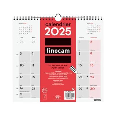 Finocam Neutral väggkalender för att skriva 2025 1 månad per sida januari 2025 december 2025 (12 månader) franska Finocam Neutral väggkalender för att skriva 2025 1 månad per sida januari 2025 december 2025 (12 månader) franska