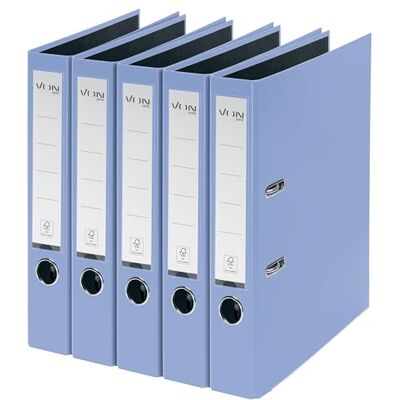 Leitz Von 5-pack mapp A4, kartong med plastomslag, 50 mm ryggbredd, för 350 ark, FSC-certifierad kartong, för skola, studier och hushåll, ljusblå, 10561030 Leitz Von 5-pack mapp A4, kartong med plastomslag, 50 mm ryggbredd, för 350 ark, FSC-certifierad kartong, för skola, studier och hushåll, ljusblå, 10561030
