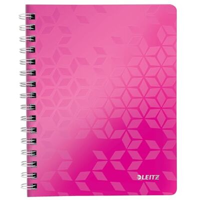Leitz WOW Anteckningsblock med mjuk pärm, A5, 80 ark, rutad, spiralbundet, vitt papper, 90 g/m2, rosa, 46410023 Leitz WOW Anteckningsblock med mjuk pärm, A5, 80 ark, rutad, spiralbundet, vitt papper, 90 g/m2, rosa, 46410023