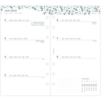 Filofax personlig trädgård veckodagbok för vecka 2023, vit Filofax personlig trädgård veckodagbok för vecka 2023, vit
