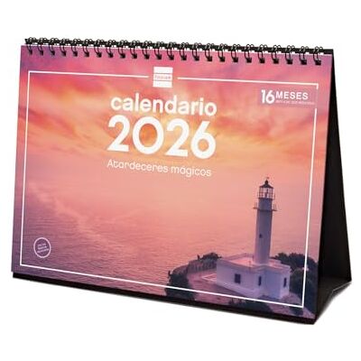 Finocam Skrivbordskalender 2026 månadsvy januari december 2026 + september dec 2025 (4 månader) reducerad Kalender 2026 Magiska solnedgångar bilder spanska Finocam Skrivbordskalender 2026 månadsvy januari december 2026 + september dec 2025 (4 månader) reducerad Kalender 2026 Magiska solnedgångar bilder spanska