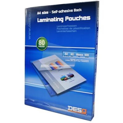 Desq ® Lamineringsfolier – A4, 80 mikron, glänsande, självhäftande baksida, med rundade hörn, lamineringspåsar, 100 stycken, 216 x 303 mm, premium Desq ® Lamineringsfolier – A4, 80 mikron, glänsande, självhäftande baksida, med rundade hörn, lamineringspåsar, 100 stycken, 216 x 303 mm, premium