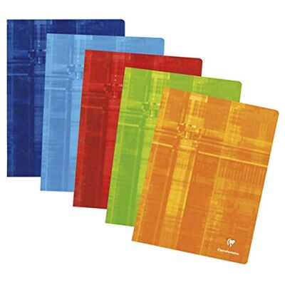 Clairefontaine 3311C – förpackning med 10 häften, DIN A4 24 x 32 cm, häftad, 90 g, 24 ark, fransk linjering, blandade färger, 1 pack Clairefontaine 3311C – förpackning med 10 häften, DIN A4 24 x 32 cm, häftad, 90 g, 24 ark, fransk linjering, blandade färger, 1 pack