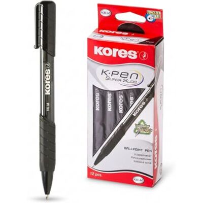 Kores K6 infällbar kulpenna, medium – 1 mm, svart, mjukt grepp, triang. (Låda med 12) Kores K6 infällbar kulpenna, medium – 1 mm, svart, mjukt grepp, triang. (Låda med 12)