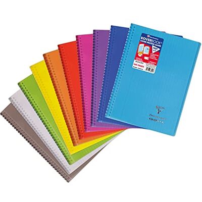 Clairefontaine Koverbook 376401 C kollegblock med islagfilt, dix polypropen, stora rutor, 160 sidor, 90 g, A4-färg slumpmässig Clairefontaine Koverbook 376401 C kollegblock med islagfilt, dix polypropen, stora rutor, 160 sidor, 90 g, A4-färg slumpmässig