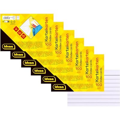 Idena 90362 – indexkort A5, 600 stycken linjerade, 180 g/m² FSC-Mix papper i vitt, för skola och kontor Idena 90362 – indexkort A5, 600 stycken linjerade, 180 g/m² FSC-Mix papper i vitt, för skola och kontor
