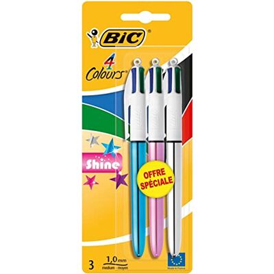 BIC Skinande infällbar kulspetspenna blister paket med 3 blandade färger BIC Skinande infällbar kulspetspenna blister paket med 3 blandade färger