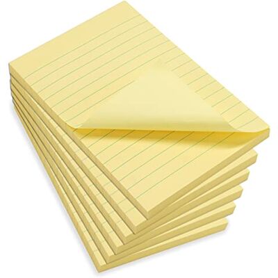 Waytex 931680C6 600 A6 självhäftande anteckningar med linjer set med 6 block med 100 flyttbara självhäftande ark stort format 9,8 x 15 cm pastellgul färg Waytex 931680C6 600 A6 självhäftande anteckningar med linjer set med 6 block med 100 flyttbara självhäftande ark stort format 9,8 x 15 cm pastellgul färg