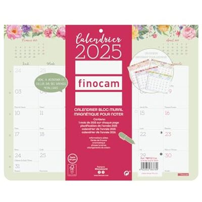 Finocam – Kalender väggdesignblock med magnet för att skriva 2025 1 månad per sida januari 2025 – december 2025 (12 månader) franska Finocam – Kalender väggdesignblock med magnet för att skriva 2025 1 månad per sida januari 2025 – december 2025 (12 månader) franska