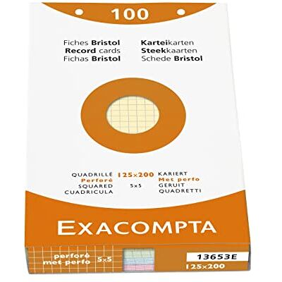 Exacompta Ref. 13653E kartong med 12 fodral med 100 rutnät, 5 x 5 perforerade bristolpluggar format 125 x 200 mm kompatibel med bläckstråleskrivare, laser och kopiator diverse färger Exacompta Ref. 13653E kartong med 12 fodral med 100 rutnät, 5 x 5 perforerade bristolpluggar format 125 x 200 mm kompatibel med bläckstråleskrivare, laser och kopiator diverse färger