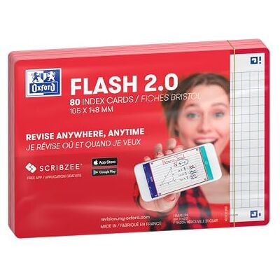 Oxford Flash 2.0 80 kort Bristol Flash Cards A6 (10,5 x 14,8 cm) små rutor röd ram Oxford Flash 2.0 80 kort Bristol Flash Cards A6 (10,5 x 14,8 cm) små rutor röd ram