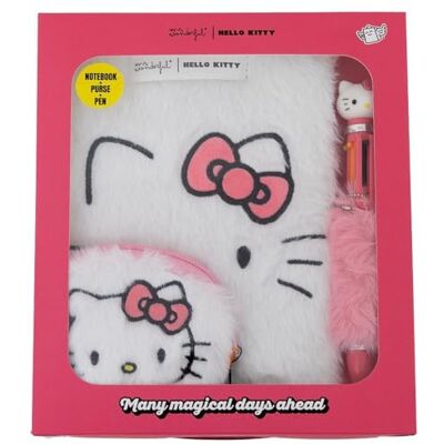 Mr. Wonderful A5-anteckningsboksset i plysch, myntväska och penna – Hello Kitty – original brevpapper tillbehör – presentidé Mr. Wonderful A5-anteckningsboksset i plysch, myntväska och penna – Hello Kitty – original brevpapper tillbehör – presentidé
