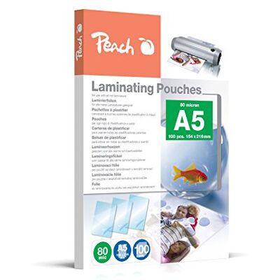 Peach Lamineringsfolier A5 – 100 mic – 100 fickor – glänsande – premiumkvalitet för bästa lamineringsresultat – kompatibla med enheter från alla varumärkestillverkare – PP500-03 Peach Lamineringsfolier A5 – 100 mic – 100 fickor – glänsande – premiumkvalitet för bästa lamineringsresultat – kompatibla med enheter från alla varumärkestillverkare – PP500-03