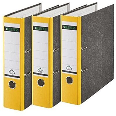 Leitz Kvalitetsmapp, 3-pack, molnmarmor-papper, A4, 8 cm ryggbredd, gul, 310305015 Leitz Kvalitetsmapp, 3-pack, molnmarmor-papper, A4, 8 cm ryggbredd, gul, 310305015
