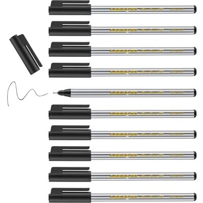 edding 89 – fineliner – svart – 10 pennor – extra fin rund spets 0,3 mm – tunn fiberpenna för fin och exakt skrivning, understrykning, teckning – för kontor, skola och hem edding 89 – fineliner – svart – 10 pennor – extra fin rund spets 0,3 mm – tunn fiberpenna för fin och exakt skrivning, understrykning, teckning – för kontor, skola och hem