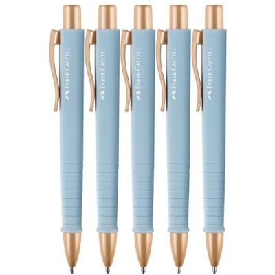 Faber-Castell 205359 – kulspetspenna poly boll, himmelsblå, 5 stycken, med utbytbar XB-påfyllning, dokumentsäker Faber-Castell 205359 – kulspetspenna poly boll, himmelsblå, 5 stycken, med utbytbar XB-påfyllning, dokumentsäker