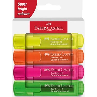 Faber-Castell 254644 – pack med 4 Textliner 1546 överstrykningspennor – neontoner Faber-Castell 254644 – pack med 4 Textliner 1546 överstrykningspennor – neontoner