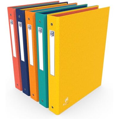 Oxford A4 rygg 40 mm 4 runda ringar, Bicolor Recycplus laminerat kortomslag blandade färger Oxford A4 rygg 40 mm 4 runda ringar, Bicolor Recycplus laminerat kortomslag blandade färger